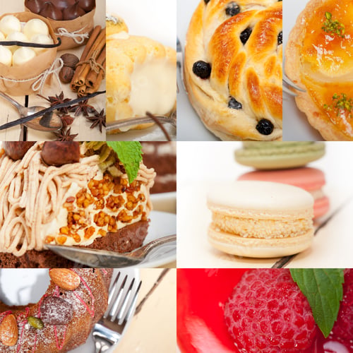 Preview: Fresh Colorful Delicious Homemade Dessert Cake Selection Composition Collage