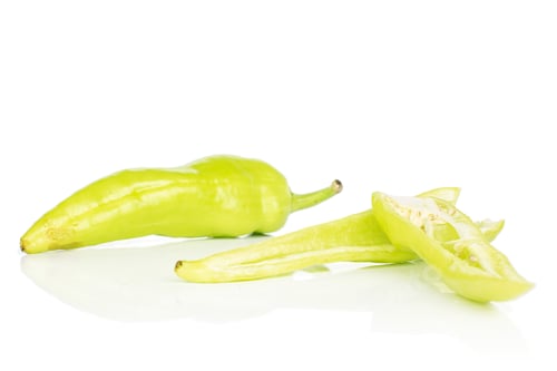 Preview: Group Of One Whole Two Halves Of Hot Green Pepper Banana Isolated On White Background