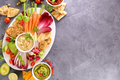 Vista previa: Fresh Vegetables With Dipping Sauce