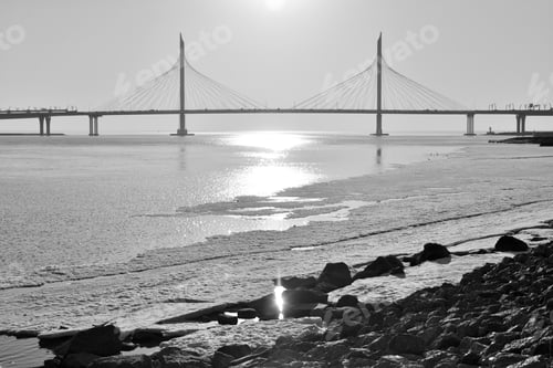 Preview: Cable Bridge Across The Petrovsky Fairway In Saint Petersburg, Russia. Part Of The Western
