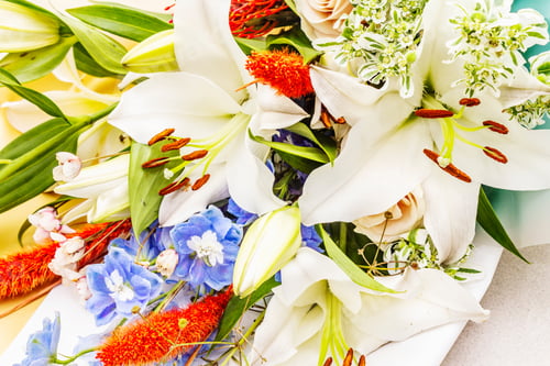 Preview: Bouquet Of Summer Festive Flowers. The Concept Of A Romantic Gift. Bridal Bouquet. Light Stone