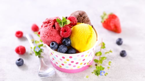 Preview: Scoop Of Chocolate, Strawberry And Mango Ice Cream
