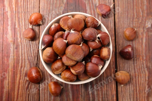 Preview: Raw Chestnut On Wood Background