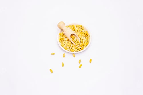 Preview: Dry Yellow Beans Isolated On White Background. A Traditional Ingredient In Healthy Food