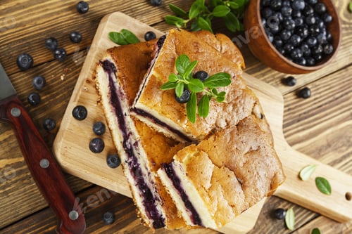 Preview: Pie With Blueberries On The Wooden Table