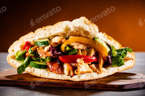 Preview: Kebab - Grilled Meat And Vegetables On Wooden Background