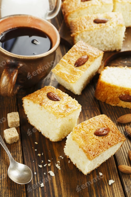 Preview: Arabic Semolina Pie With Coconut And Almond. Basbousa
