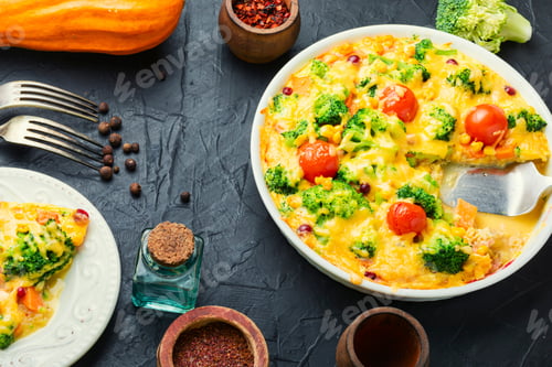 Preview: Vegetable Casserole With Broccoli,Tomato And Pumpkin.