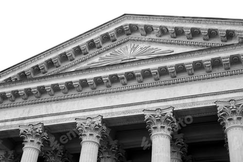 Preview: Pediment Of St. Isaac Cathedral In Saint Petersburg, Russia. Black And White.