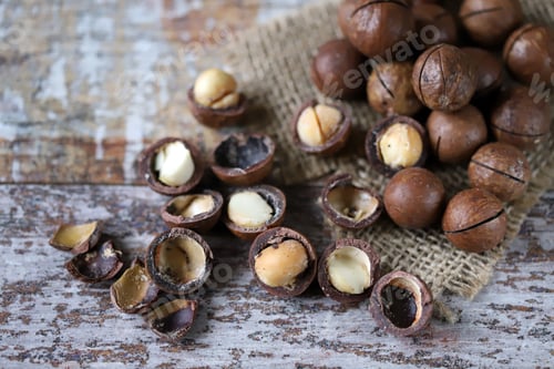 Preview: Selective Focus. Macadamia Nuts The Hardest Nuts In The World. Keto Diet. Keto Snack.