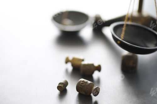 Preview: Tiny Weights Vintage Balance Scales. Detail Of Ancient Old Scale, Vintage Old Brass Weight Scale.