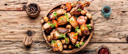 Preview: Meat Chicken Shish Kebab With Mushrooms And Spices.Eastern Food
