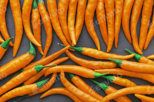 Preview: Hot Orange Pepper. Chilean Pepper On A Black Background.