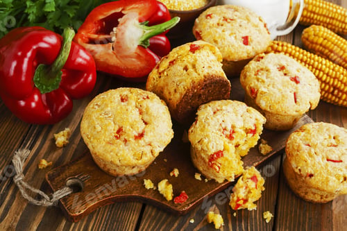 Preview: Muffins With Corn And Paprika On The Table