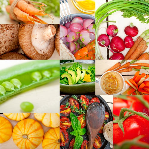 Preview: Fresh Hearthy Healthy Vegetables Selection Food Collage Composition