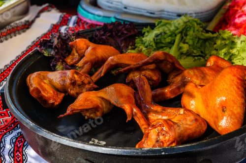 Preview: Pile Of The Fresh Smoked Chicken Wings In Cooking Pan