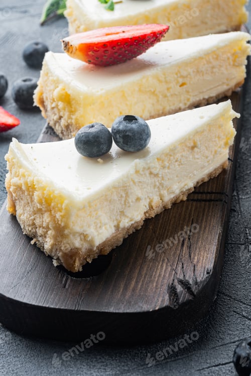Preview: Slices Of Classical New York Cheesecake, On Gray Background