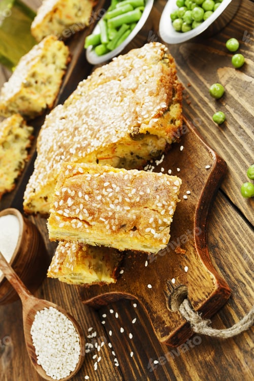 Preview: Semolina Pie With Green Peas And Beans