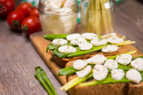 Preview: Sandwich With Mozzarella,Ramson And Tomatoes In Studio
