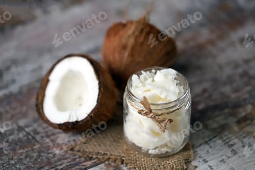 Preview: Coconut Oil. Coconut In Half. Healthy Diet. Vegan Diet.