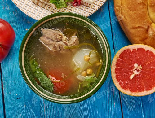 Preview: Egyptian Cuisine . Traditional Shank Soup - Chorbet Kavare.
