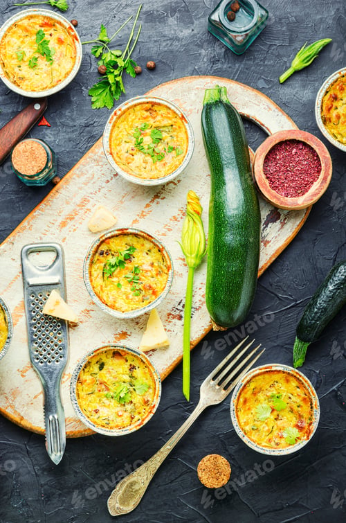 Preview: Vegetable Muffins With Zucchini And Cheese, Healthy Food.