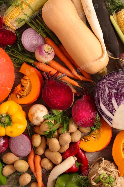 Preview: Assorted Of Raw Vegetable- Top View