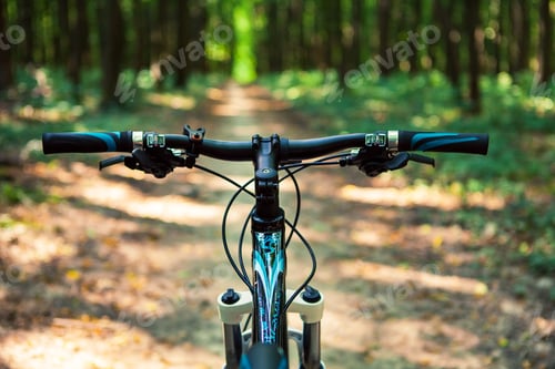 Preview: Mountain Biking Down Hill Descending Fast On Bicycle. View From Bikers Eyes.