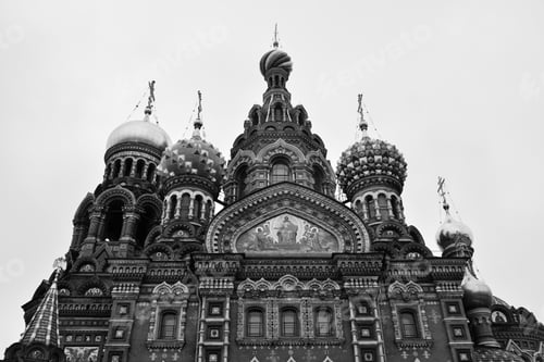 Preview: Savior On Spilled Blood Cathedral ( Spas Na Krovi ) In St.Petersburg, Russia. Black And White.
