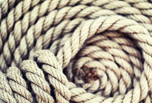 Preview: Braided Thick Rope Tied In A Skein. Hemp Rope For Decoration And Design. Background From Fishing