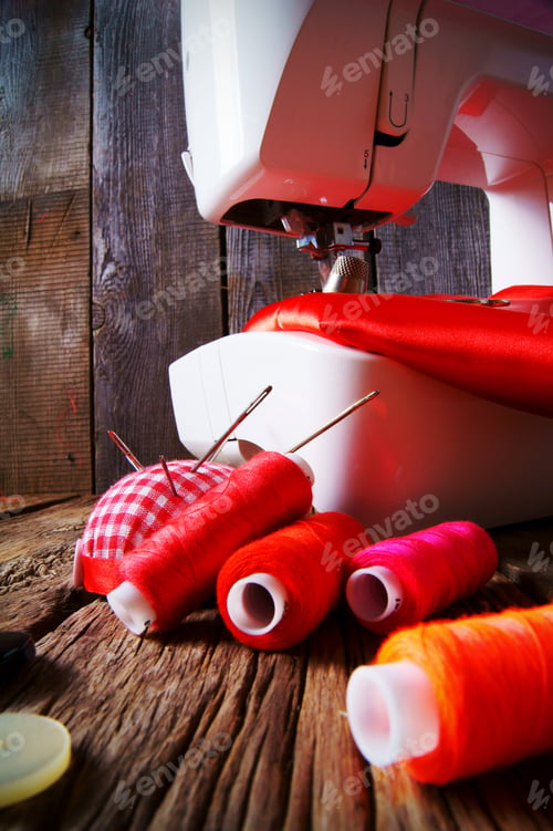 Preview: Sewing Background. Tools For An Embroidery.