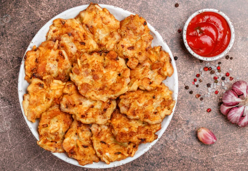 Preview: Homemade Cutlets Of Poultry (Chicken Or Turkey) In A White Plate. A Delicious Dinner In The Rustic