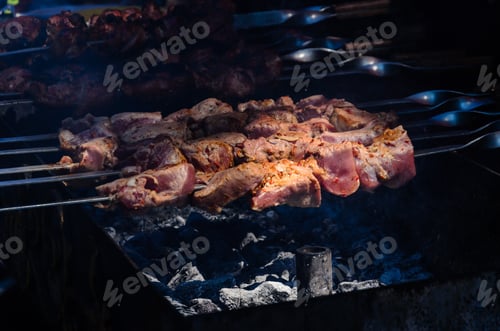 Preview: Shish Kebab With Spices Preparing On Skewers