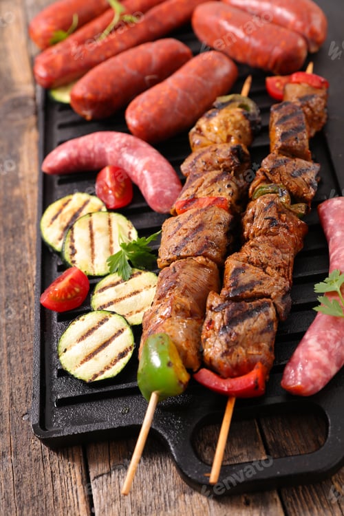 Preview: Pork Meat And Sausage On Grill