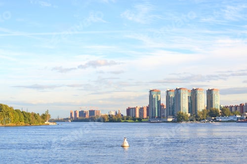 Preview: View Of Neva River And Microdistrict Ribatskoe On The Outskirts Of St. Petersburg, Russia.