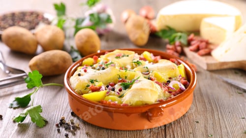 Aperçu: Tartiflette, pommes de terre au four, bacon et fromage