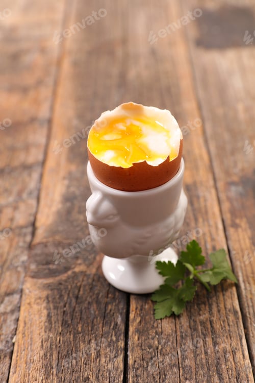 Preview: Soft Boiled Egg On Wood Background