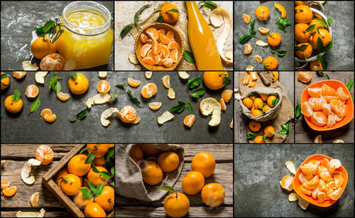 Preview: Food Collage Of Fresh Mandarin .