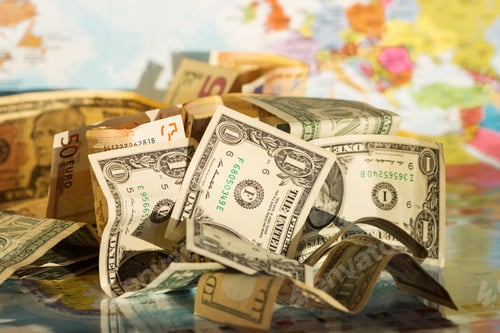 Preview: Travel Money Savings In A Glass Jar With Map In Background