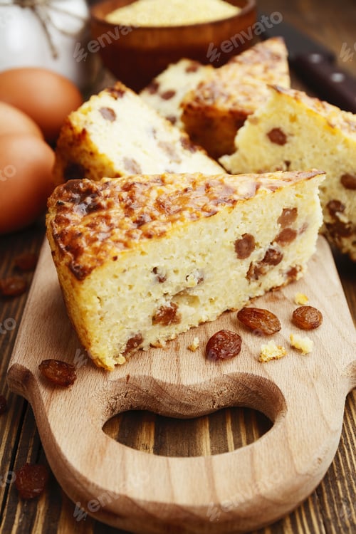 Preview: Casserole With Millet And Curd On The Wooden Table