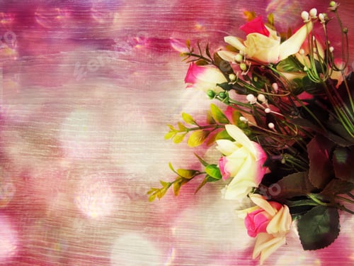 Preview: Rose Flower Background Love Wedding Card With Blurs Lights