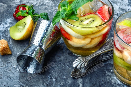 Preview: Summer Drink From Kiwi, Lime And Strawberry.Fruit Cocktail