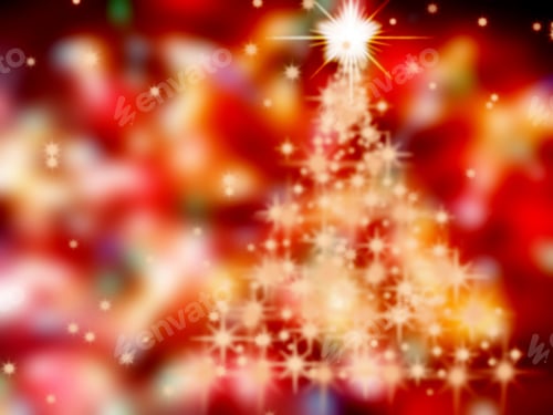Preview: Christmas Tree New Year Lights Winter Background With Garland Bokeh
