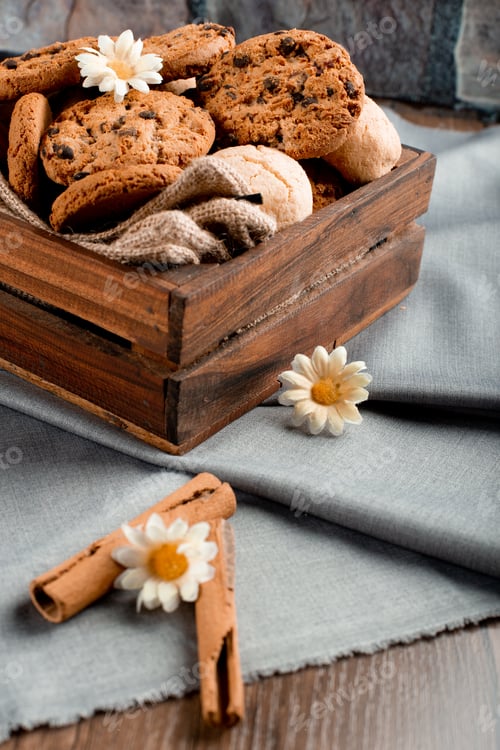 Preview: Variety Of Cookies In A Wooden Tray