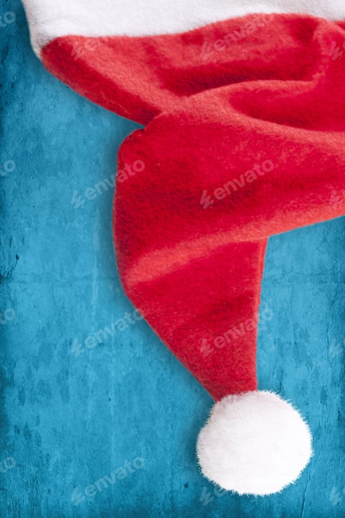 Preview: Santa Claus Red Hat On Grunge Background