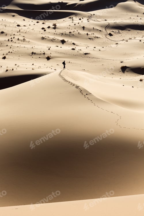 Preview: Man Walking On Dunes In Desert