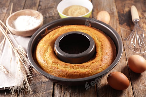 Preview: Homemade Cake With Ingredient On Wood Background