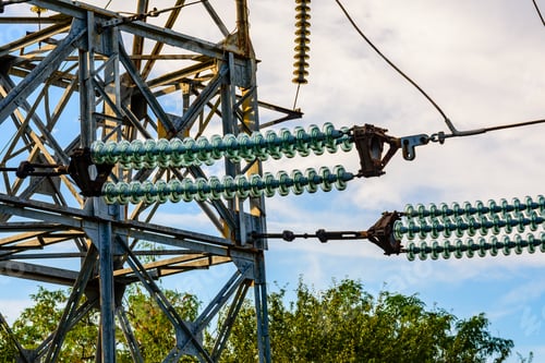 Preview: High Voltage Power Line. Closeup Of Ceramic Insulator