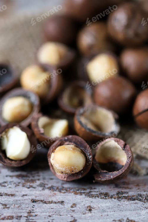 Preview: Selective Focus. Macadamia Nuts The Hardest Nuts In The World. Keto Diet. Keto Snack.