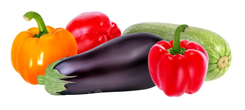 Preview: Fresh Vegetable Eggplants,Marrow And Red Pepper Isolated On White Background.